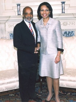Rene Preval and Condoleezza Rice