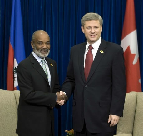 Rene Preval and Stephen Harper, Canada Prime Minister