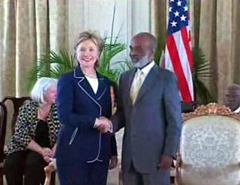 President Rene Preval and Hillary Clinton